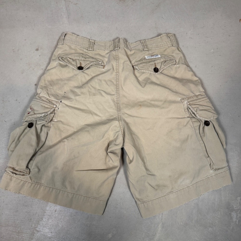 Polo Ralph Lauren Polo 67 Chino Mens Tan Cotton Cargo Shorts Size 34 Distressed - Picture 4 of 7